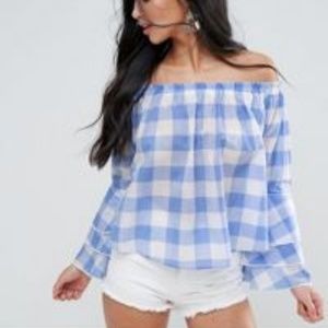 New Look Tops - New Look Asos Check Gingham Off Shoulder Top New Look Tops - New Look Asos Check Gingham Off Shoulder Top